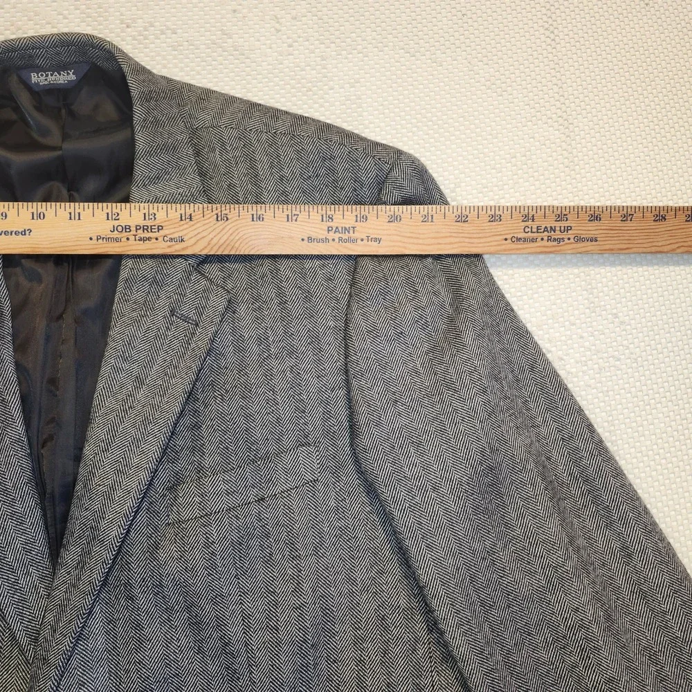 Botany 500 Mens Grey Herringbone‎ Lambswool Blazer Sport Coat 44 Long 44L
